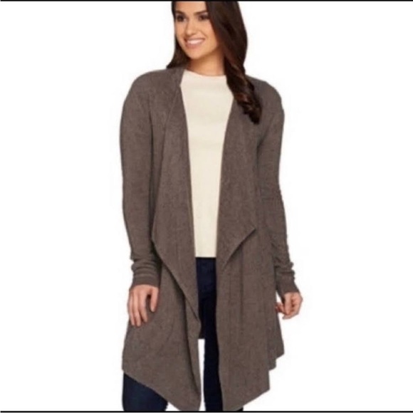 Barefoot Dreams Cocoa Draped Cardigan - Picture 5 of 11